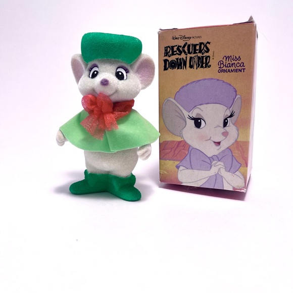 Miss Bianca & Bernard vintage 1990 McDonald's Christmas flocked tree ornaments. - Picture 4 of 9